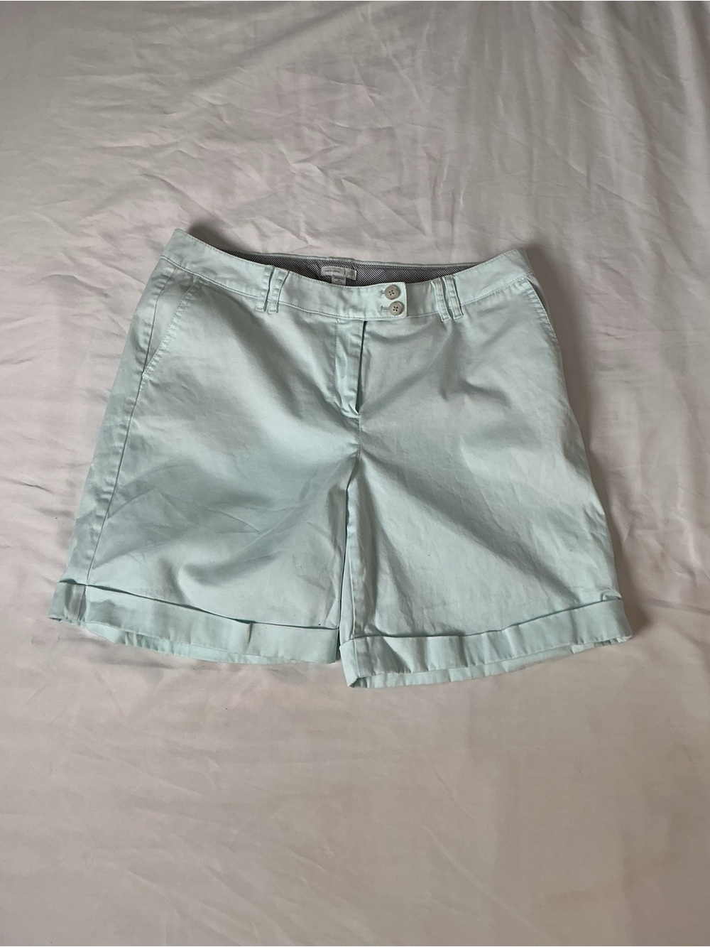 J. Jill Mint Aqua Cotton Cuffed Shorts